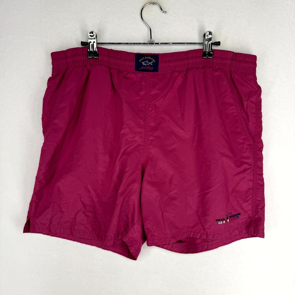 Paul & Shark Yachting Mens Vintage Lined Swim Trunks Purple Size L Made in Italy